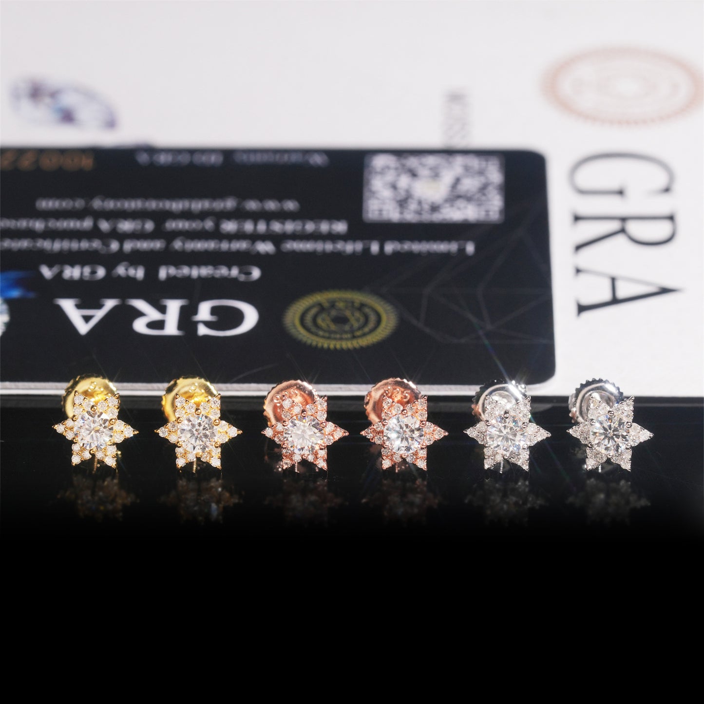 S925 Sterling Silver Flower Moissanite Stud Earrings | D Color VVS1 Floral Bling | Caratix