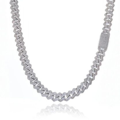15mm Iced Out Cut Cuban Chain Necklace Quad Row Zircon - CaratixJewelry
