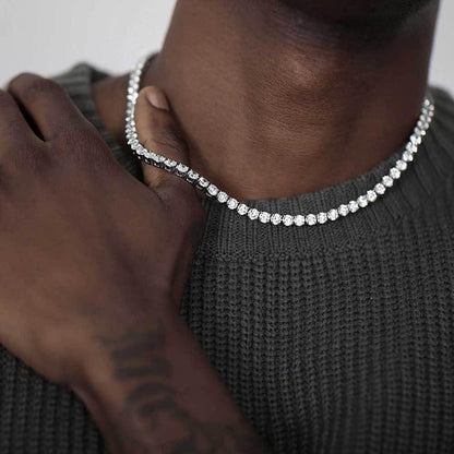 Custom Moissanite Stainless Steel Tennis Chain | Durable Men's & Women's Bling Jewelry | Caratix - CaratixJewelry