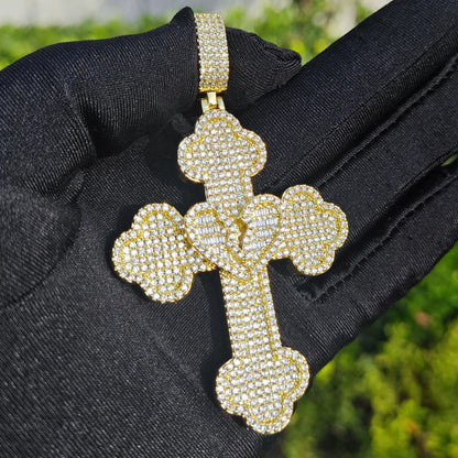 Broken Heart Cross Pendant Necklace – Hip Hop CZ Trendy - CaratixJewelry