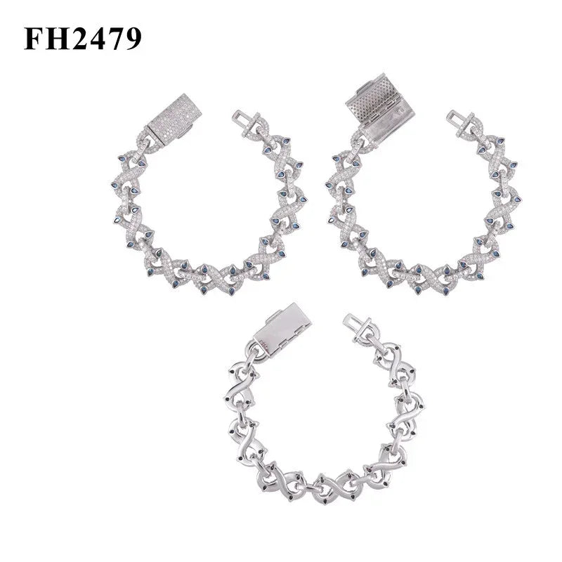 Moissanite Figure-Eight Bracelet | S925 Silver Iced Out Hip Hop Jewelry - CaratixJewelry