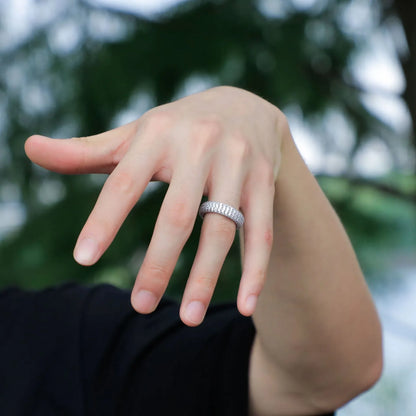 Men's S925 Sterling Silver Iced Out Ring | Full Micro-Pave Hip Hop Band | Caratix
