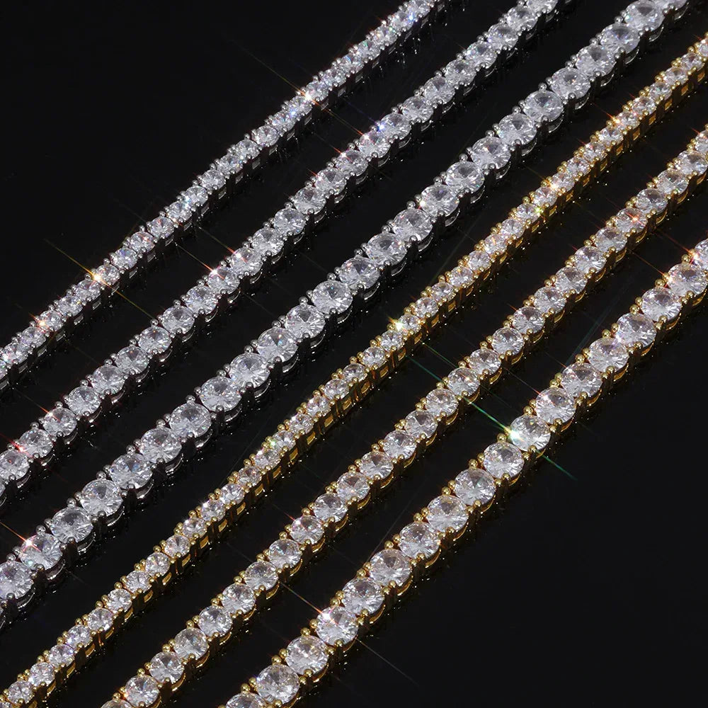 Iced Out Tennis Chain Necklace Single Row Zircon Bling Jewelry | Caratix Jewelry - CaratixJewelry