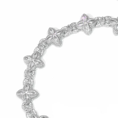 Iced Out Figure 8 Cuban Chain Necklace Zircon Floral Charm Bling Jewelry | Caratix Jewelry - CaratixJewelry