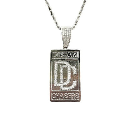 Iced Out Dog Tag Letter Pendant | Real Copper CZ Plaque Necklace - CaratixJewelry