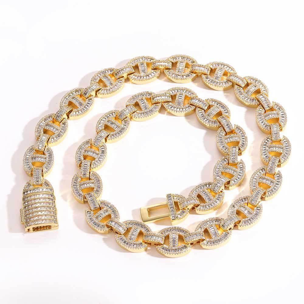 16mm T Cut Zircon Pig Nose Cuban Chain Hip Hop Jewelry - CaratixJewelry