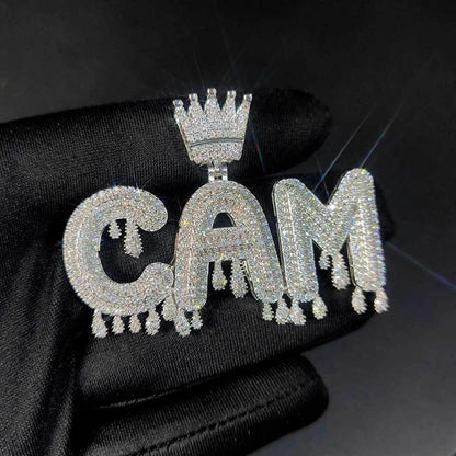 ATM Dollar Letter Pendant Necklace with T-Shaped Zircon Stones for Men | Caratix Jewelry - CaratixJewelry