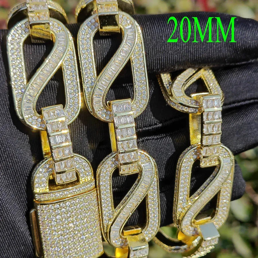 18mm Iced Out T-Shape Mixed Zircon Cuban Chain Necklace - CaratixJewelry