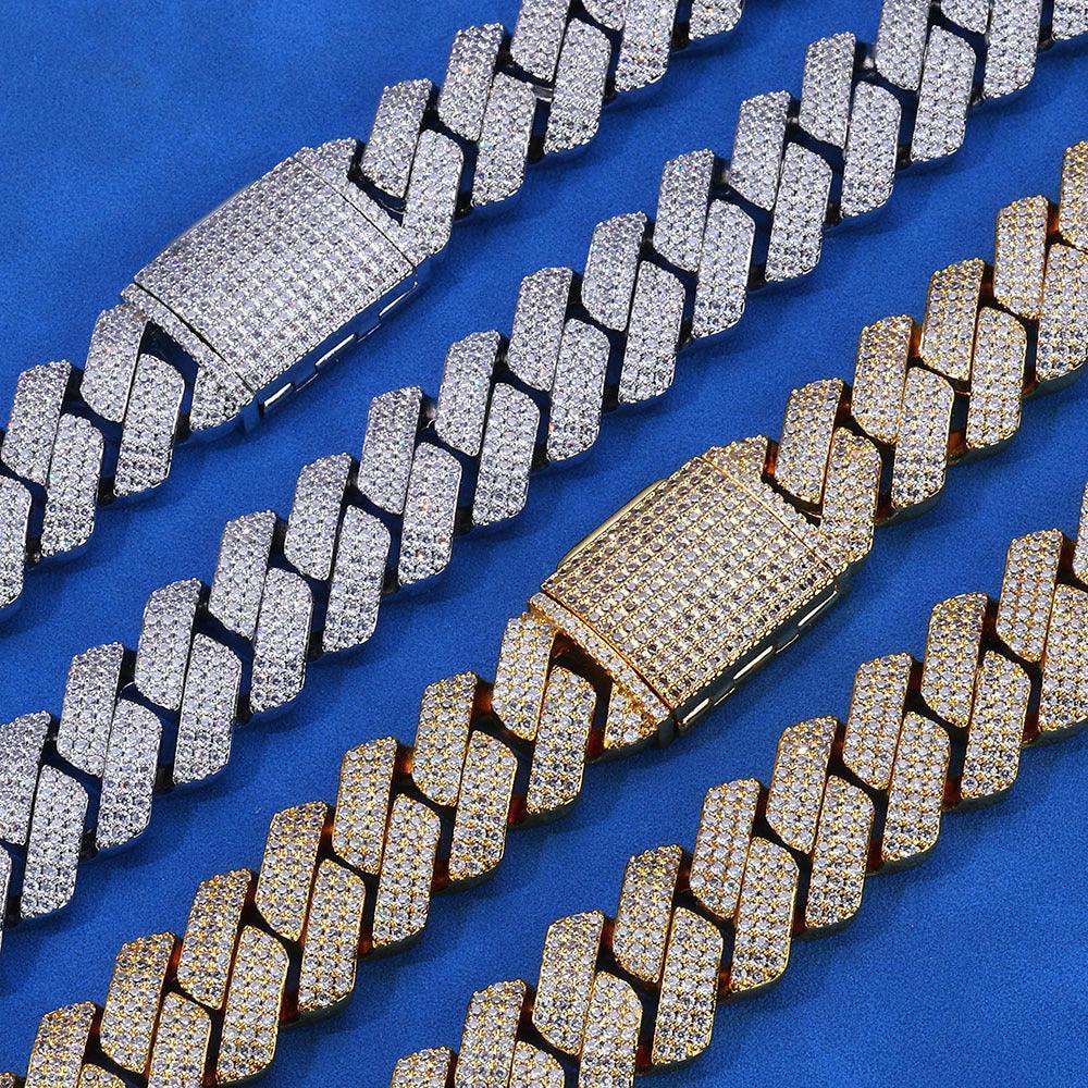 20mm -Cut Moissanite Cuban Link Chain – S925 Sterling Silver Iced-Out Hip Hop Men’s Bold Luxury Streetwear Necklace - CaratixJewelry