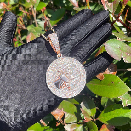 Iced Out "G.O.A.T." Pendant | Men's Real Copper CZ Goat Head Necklace - CaratixJewelry