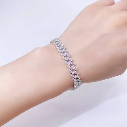 8mm D-Shape Moissanite Cuban Link Necklace | S925 Silver Men’s Hip Hop Chain - CaratixJewelry