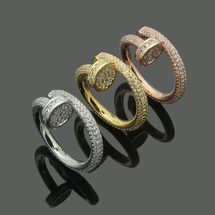 Luxury Iced Out Nail Ring Set | Heavyweight Full Pave Spike Band | Caratix