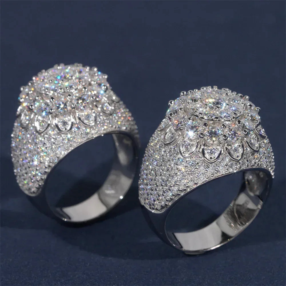 Men’s Moissanite Mini-Iced Ring | S925 Silver Full Iced Out Hip Hop Jewelry - CaratixJewelry