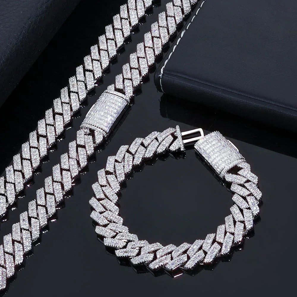 Custom 14mm Rhombus Baguette Cuban Necklace | Heavyweight - CaratixJewelry