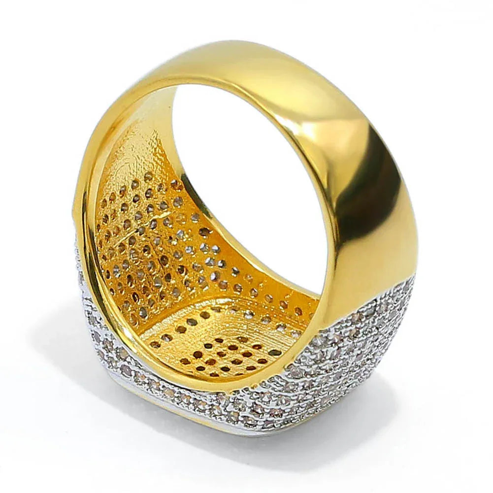 Men's Full Size Iced Out Ring | Micro-Pave Zirconia Hip Hop Band | Caratix