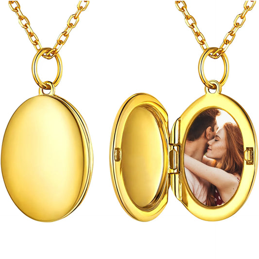 S925 Sterling Silver Oval Locket Necklace | Custom Photo Memory Pendant | Caratix