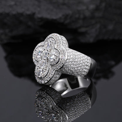 Men's S925 Sterling Silver Moissanite Cross Ring – Luxury Iced-Out Hip-Hop Statement Band
