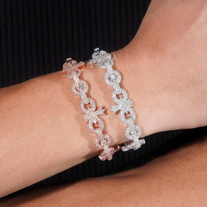 10mm Moissanite Cross Cuban Link Bracelet | S925 Silver Hip Hop Jewelry - CaratixJewelry
