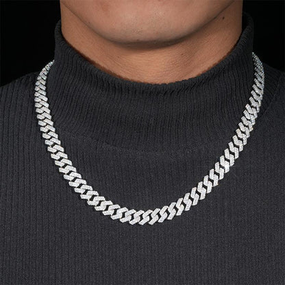 10mm Iced-Out Moissanite Cuban Link Bracelet/Necklace – S925 Sterling Silver -Cut Hip Hop Streetwear Jewelry - CaratixJewelry