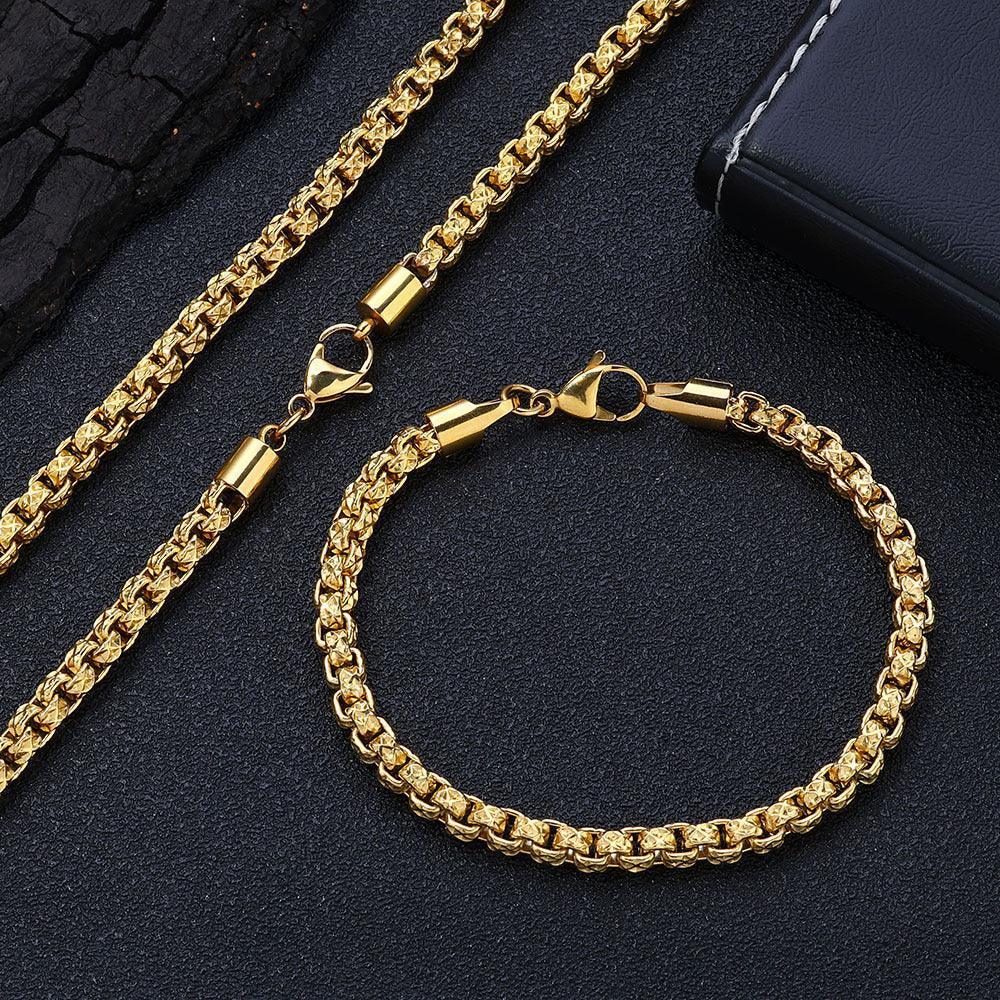 Custom Stainless Steel Square Pearl Gold Chain for Rapper | Caratix - CaratixJewelry