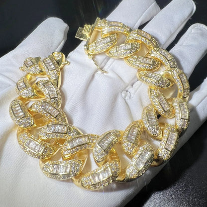 20mm Iced Out Cuban Link Chain with Full s & Gold Plating - CaratixJewelry