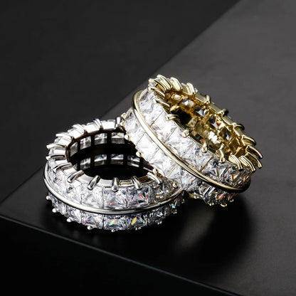 Men's Split-Band Hip Hop Ring | Double Row Iced Out Jewelry | Caratix