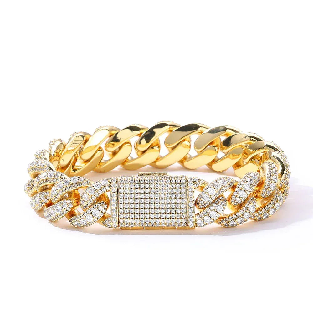 Bubble Iced-Out Cuban Link Bracelet with Zircon Stones - CaratixJewelry
