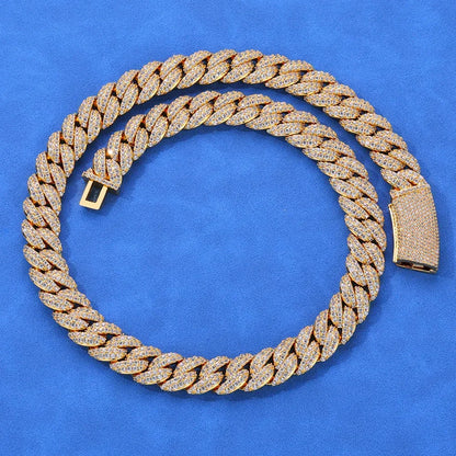 13mm Bubble Moissanite Cuban Link Chain – S925 Sterling Silver Iced-Out Hip Hop Men’s Luxury Streetwear Necklace - CaratixJewelry