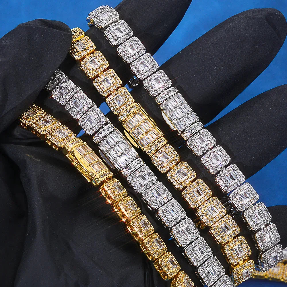 Triple-Row Moissanite Bubble Cuban Link Chain – Custom S925 Sterling Silver Iced-Out Hip Hop Men’s Luxury Streetwear Necklace - CaratixJewelry