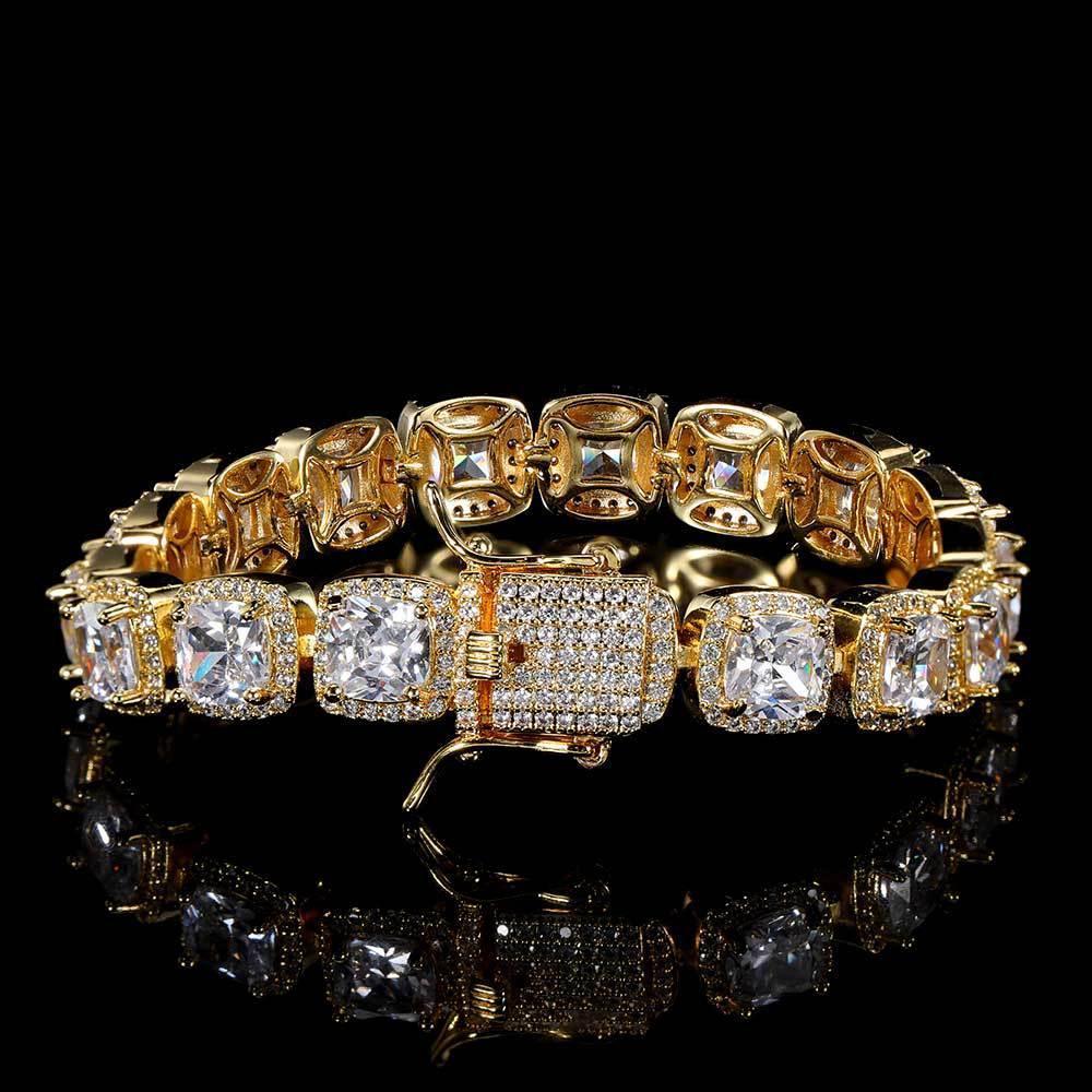 10mm Square Tennis Chain Bracelet with Micro-Paved Square Zircon for Men | Caratix Jewelry - CaratixJewelry