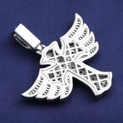 Angel Wing Cross S925 Silver Moissanite Rapper Chain Necklace | Caratix Jewelry - CaratixJewelry