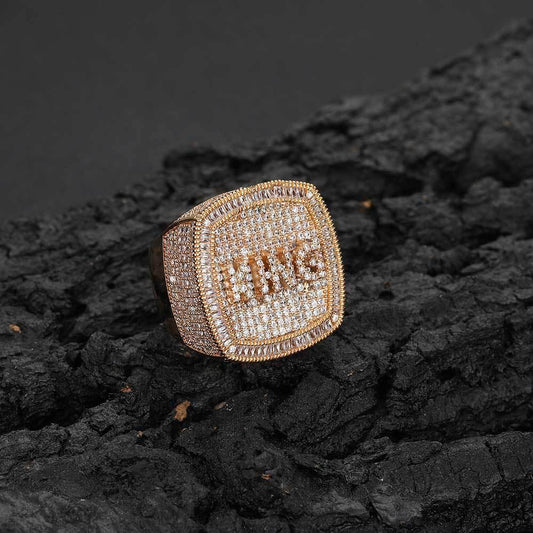 Custom DIY Alphabet Zircon Ring for Men | Trendy Hip Hop Jewelry with Copper Setting | Caratix Jewelry - CaratixJewelry