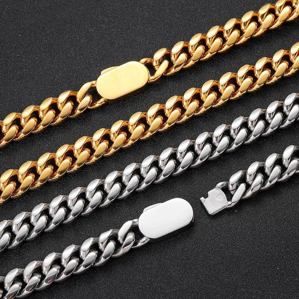 Cuban Chain Necklace with Shell Clasp and 18K Gold Plating for Men | Titanium Steel and Stainless Steel | Caratix Jewelry - CaratixJewelry