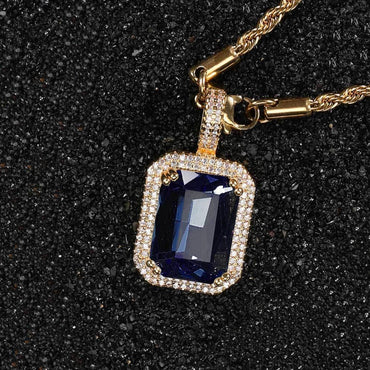 Custom Colored Gemstone Pendant Necklace with Zircon Stones for Men and Women | Caratix Jewelry - CaratixJewelry