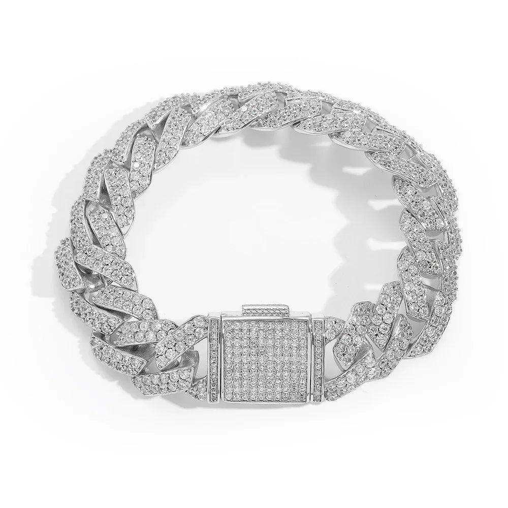 Iced Out Jewelry 15mm S925 Silver CZ Cuban Link Bracelet – Custom Men’s Fashion Accessory | Caratix Jewelry - CaratixJewelry