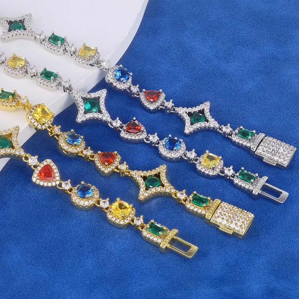 Custom Multi-Color Gemstone Iced Chain | Luxury Gold Chain for Rapper | Caratix - CaratixJewelry