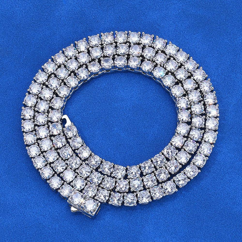 Moissanite Tennis Chain with Spring Clasp – S925 Sterling Silver Hip Hop Necklace for Men - CaratixJewelry