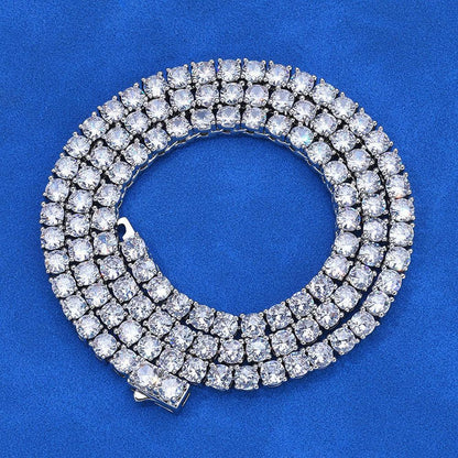 Moissanite Tennis Chain with Spring Clasp – S925 Sterling Silver Hip Hop Necklace for Men - CaratixJewelry