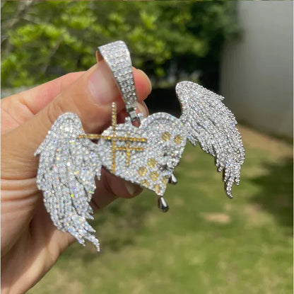 Unisex Angel Wings Love Necklace | Premium Copper CZ Freedom Jewelry - CaratixJewelry