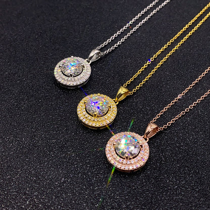 2 Carat D-Color Moissanite Necklace | S925 Sterling Silver Solitaire Pendant | Caratix