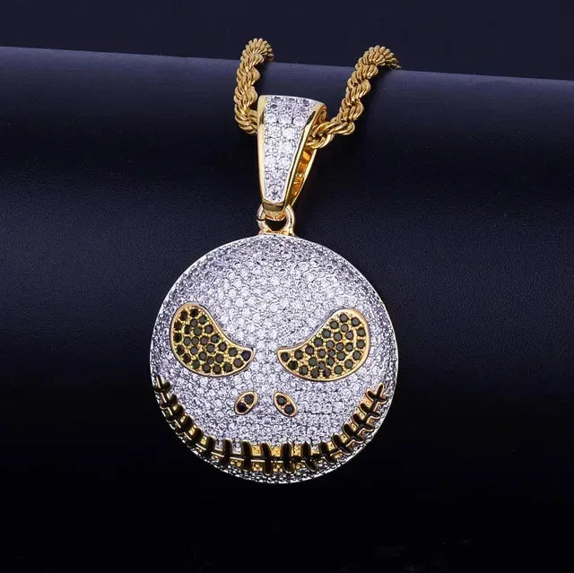 Hip Hop Skull Pendant Necklace for Men | Iced Out Pave CZ Lab Jewelry | Trendy Copper Zircon Ice Pendant | 2026 Streetwear | Caratix - CaratixJewelry