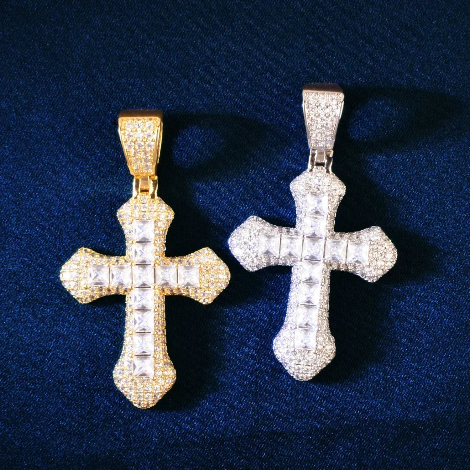 Large Cross Pendant Necklace | CZ Iced Out Hip Hop Chain - CaratixJewelry