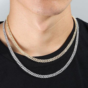 6mm Single Row Cuban Chain Necklace with Full Zircon Stones - CaratixJewelry