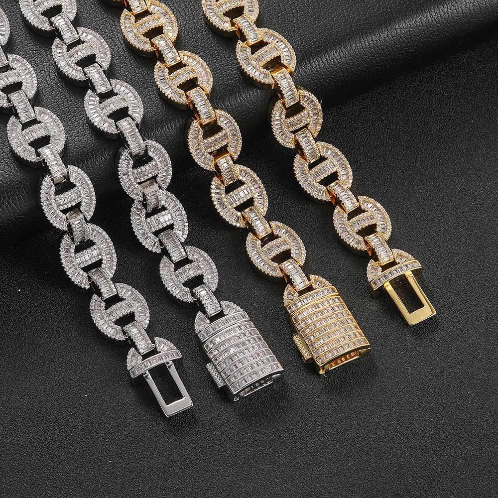 16mm T Cut Zircon Pig Nose Cuban Chain - CaratixJewelry