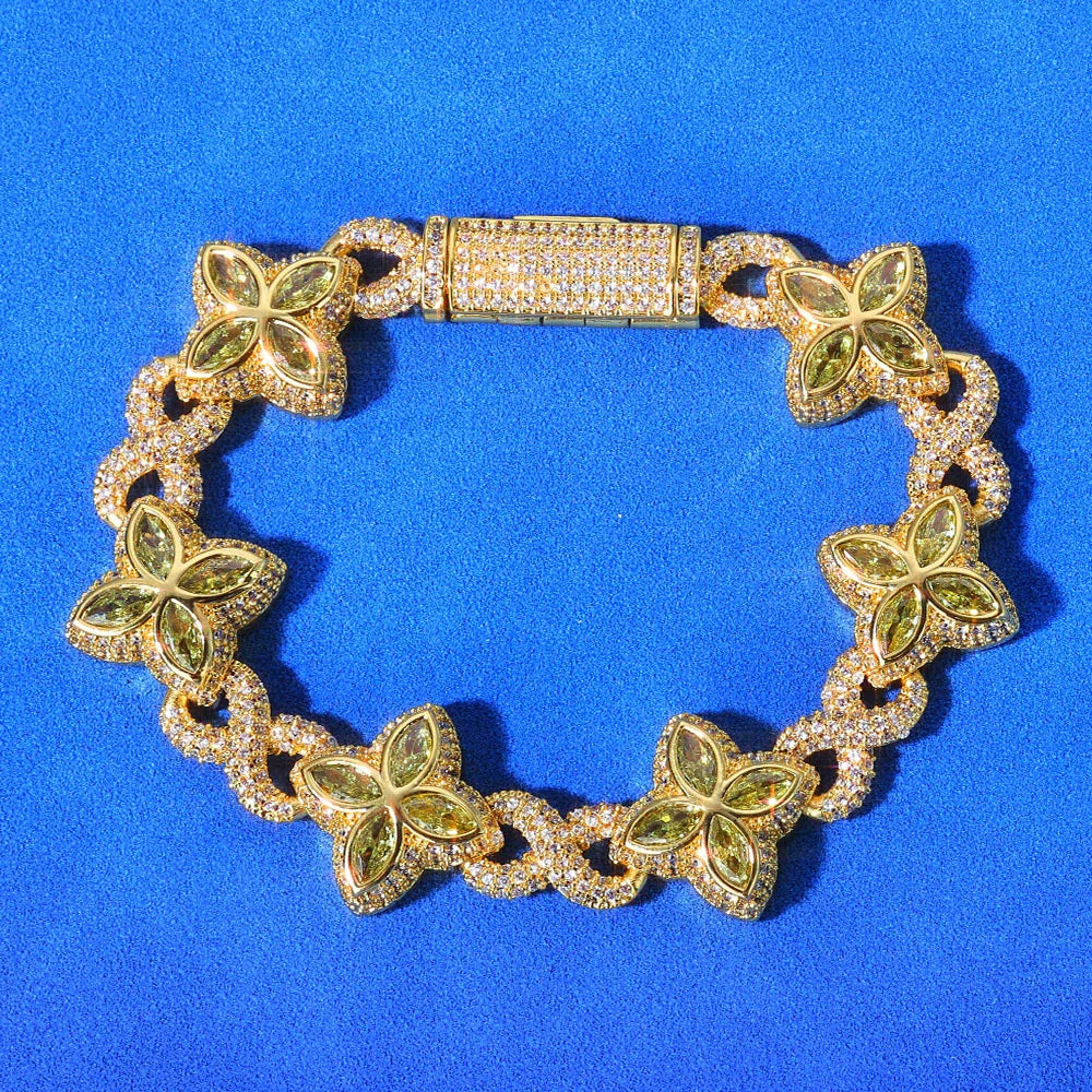 8mm S925 Sterling Silver Moissanite Infinity 8 Cuban Bracelet | VVS Moissanite Clover Link | Luxury Gold Chain Rapper Style | Caratix - CaratixJewelry