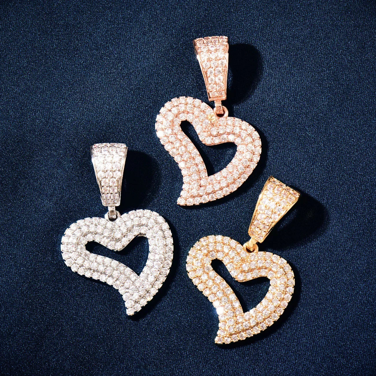 Hollow Heart Pendant Necklace | CZ Minimalist Hip Hop Fashion Jewelry - CaratixJewelry