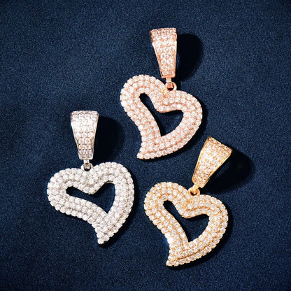 Hollow Heart Pendant Necklace | CZ Minimalist Hip Hop Fashion Jewelry - CaratixJewelry