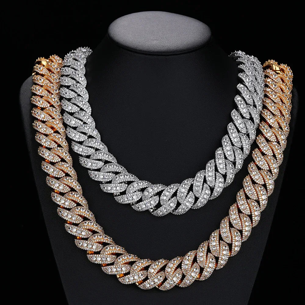14mm Full Iced Out Bubble Cuban Set | Heavyweight Necklace & Bracelet Rapper Chain | Caratix - CaratixJewelry