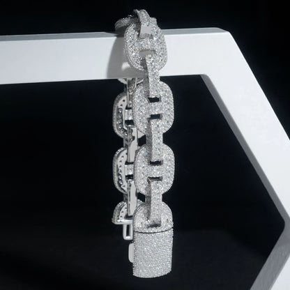 15mm Moissanite Figure-Eight Cuban Link | S925 Silver Men’s Hip Hop Jewelry - CaratixJewelry