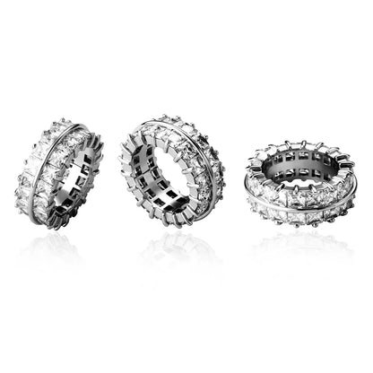 Men's Split-Band Hip Hop Ring | Double Row Iced Out Jewelry | Caratix